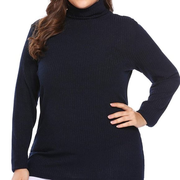 Knit Turtleneck Pullover Plus-Size Sweater - Picture 1 of 9
